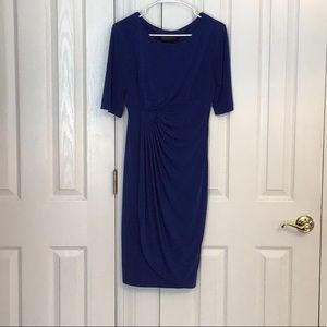 Royal Blue Fitted Dress with Ruching